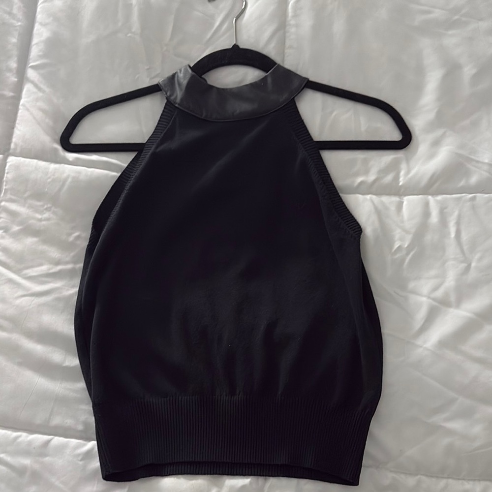 BCBGMaxAzria Black Fitted Halter Tank Top